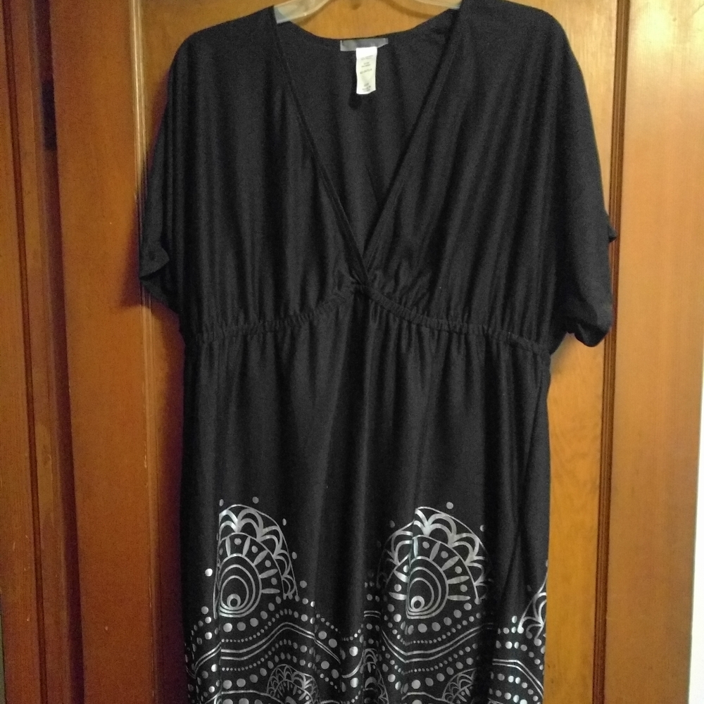 Swimsuits For All Black + Metallic Dress Coverup